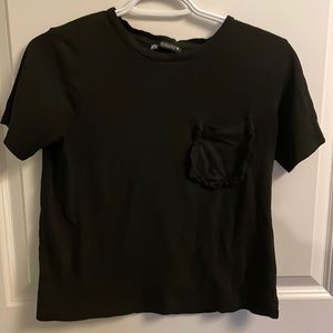 Zara small black boxy tee with pocket